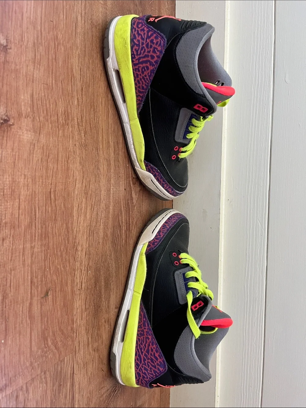 Nike Kids Black Sneakers with Neon Yellow Laces & Pink Accents
